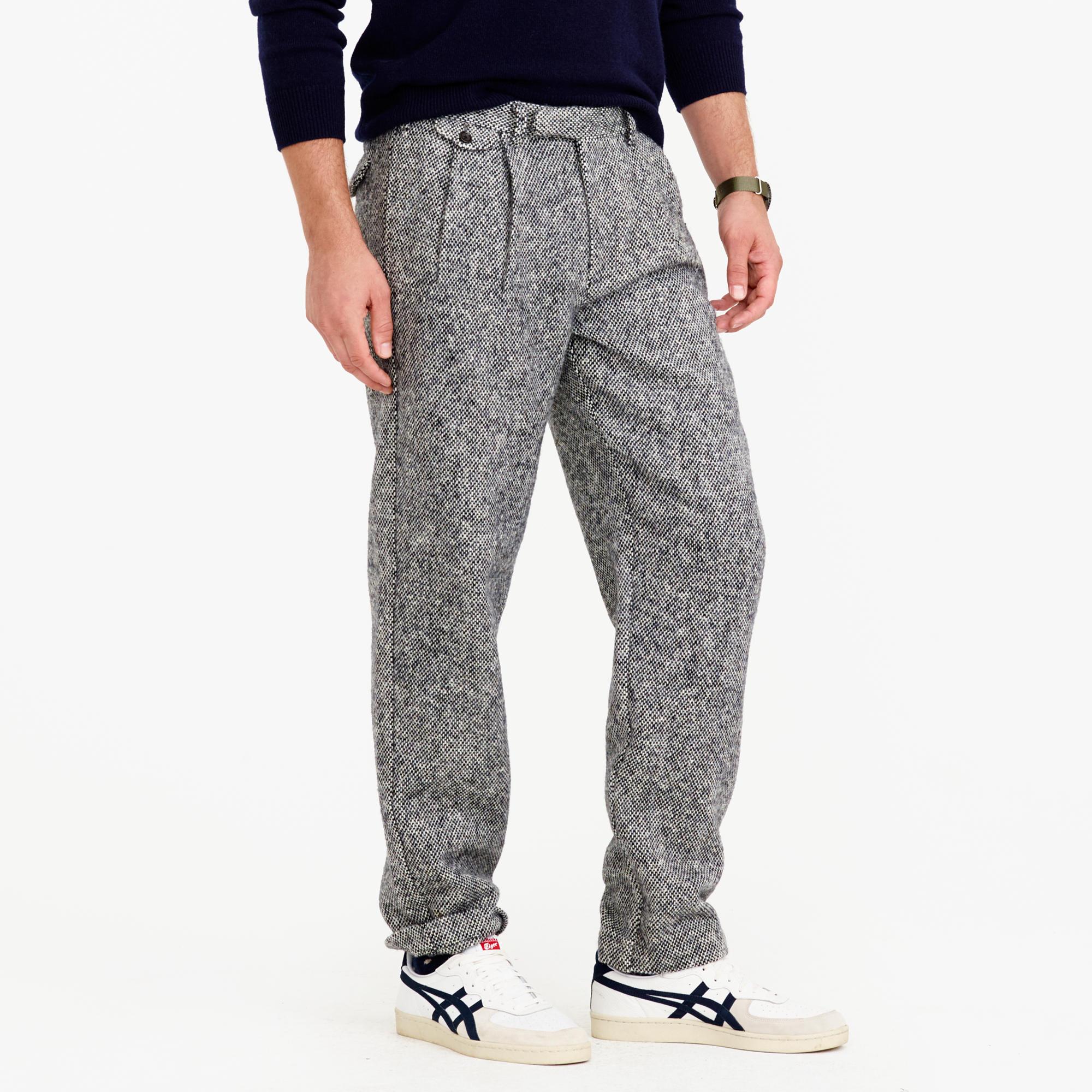 Lyst J.Crew Doublepleated Relaxedfit Pant In Irish Tweed in Black